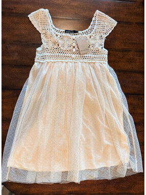 Mustard Seed Girls Crochet Tulle Skirt Dress - Size Medium